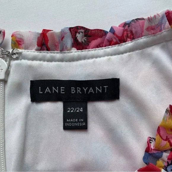 Lane Bryant Pink Short Sleeve Floral Chiffon Tiered Maxi Dress Size 22/24 - Picture 9 of 11